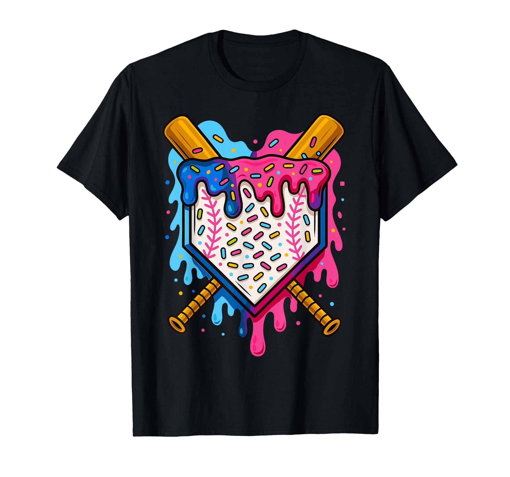 Baseball Ice Cream Drip Baseball T-Shirt - Graphic Print for Adults - T-Shirt, Sweatshirt, Hoodie