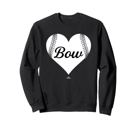 Baseball Heart Kristofer Bow Sweatshirt - Fun Novelty Design Unisex - T-Shirt, Sweatshirt, Hoodie