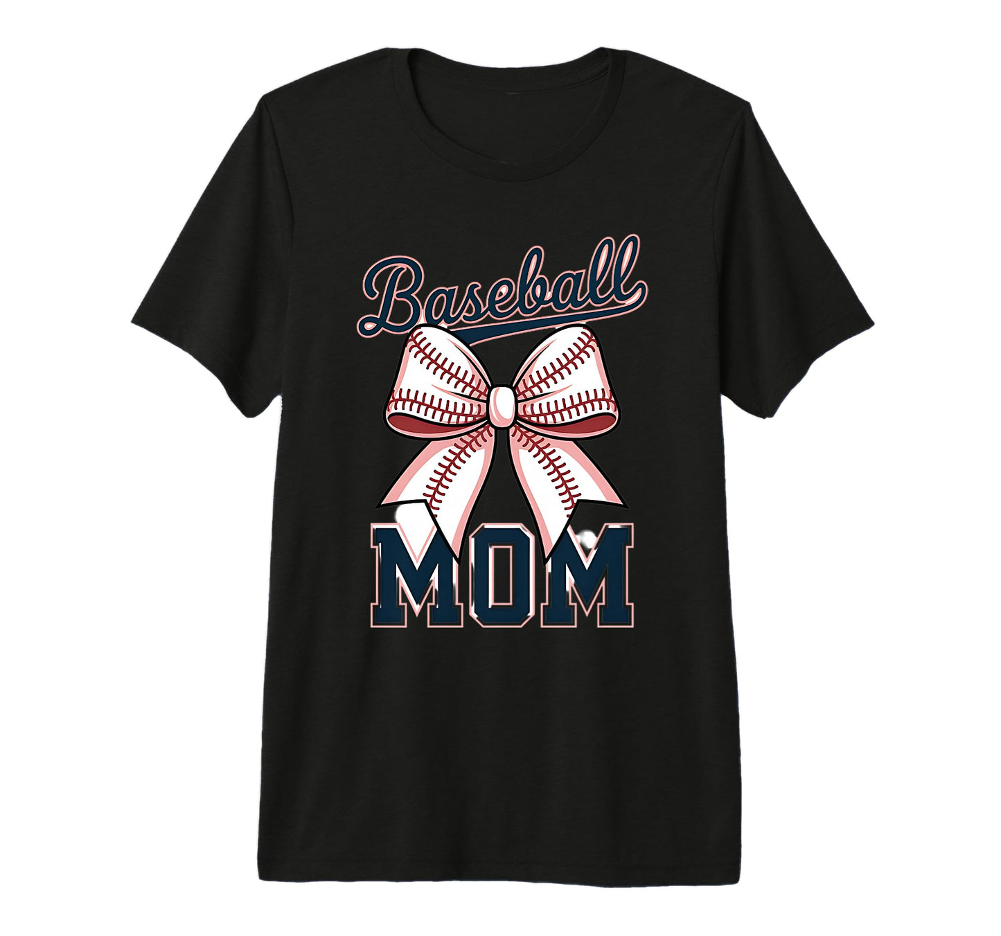 Baseball Mom Coquette Bow Tri T-Shirt - Casual Everyday Wear for Adults - T-Shirt, Sweatshirt, Hoodie
