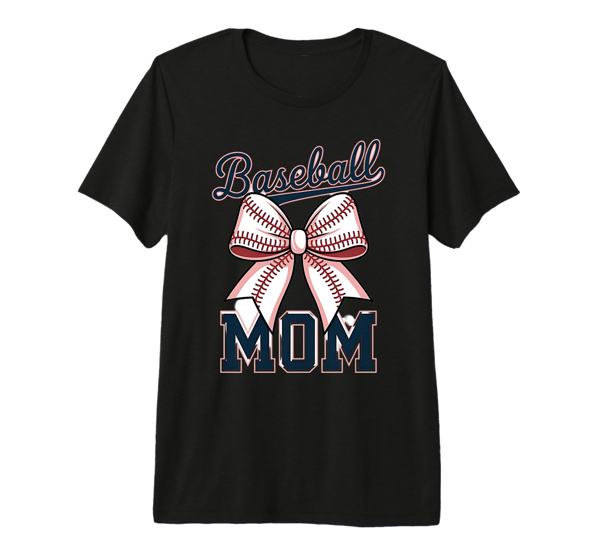 Baseball Mom Coquette Bow Tri T-Shirt - Casual Everyday Wear for Adults - T-Shirt, Sweatshirt, Hoodie