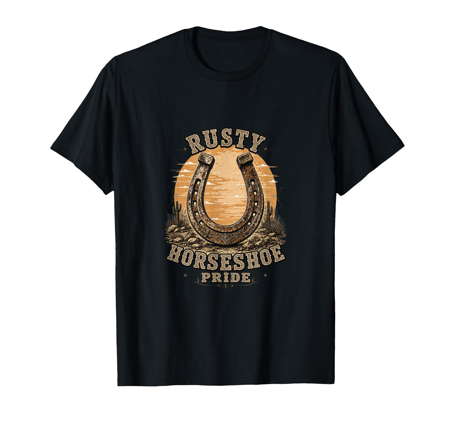 Rusty Horseshoe Pride Western Cowboy T-Shirt - Novelty Apparel Men Women - T-Shirt, Sweatshirt, Hoodie