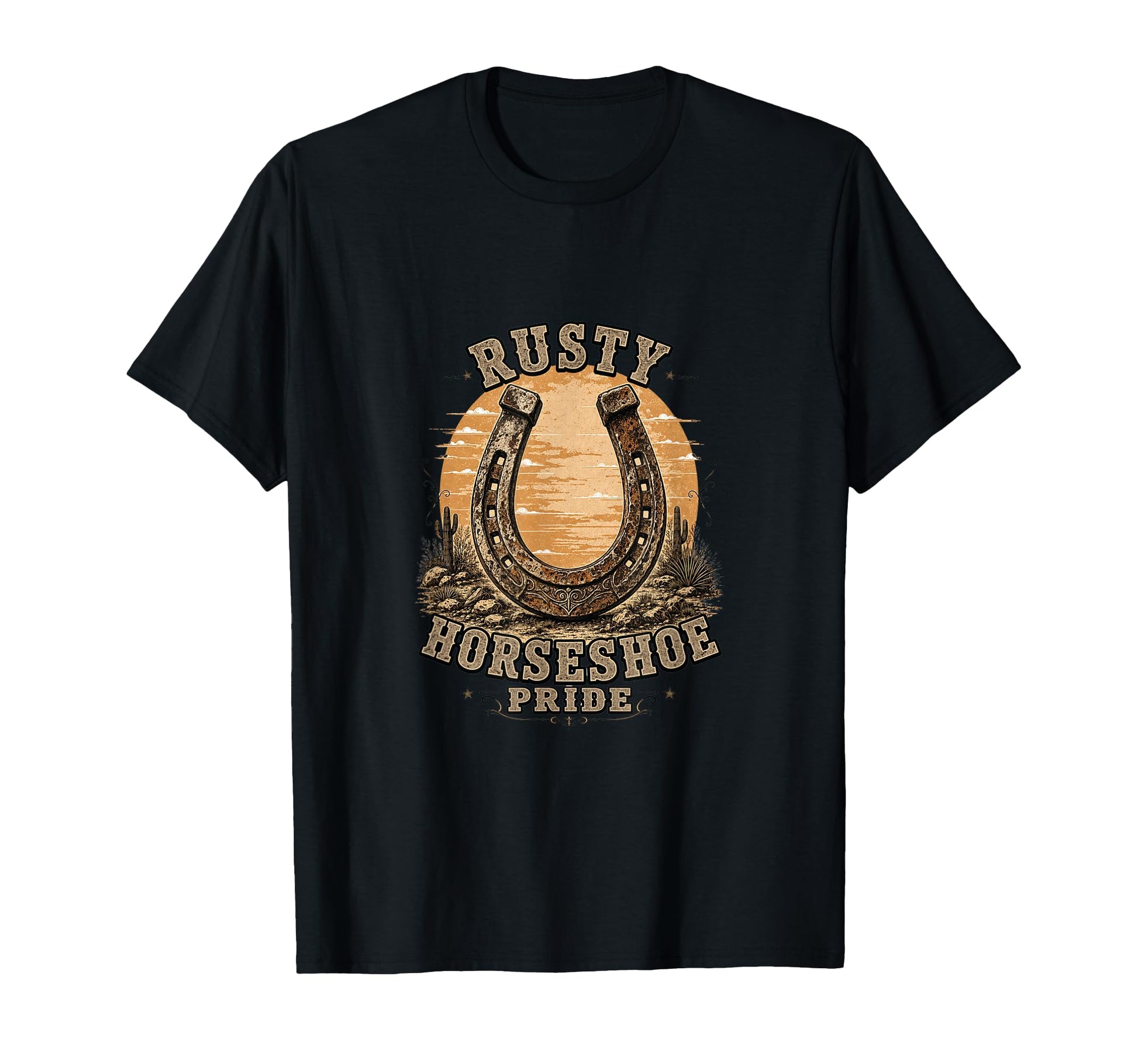 Rusty Horseshoe Pride Western Cowboy T-Shirt - Novelty Apparel Men Women - T-Shirt, Sweatshirt, Hoodie