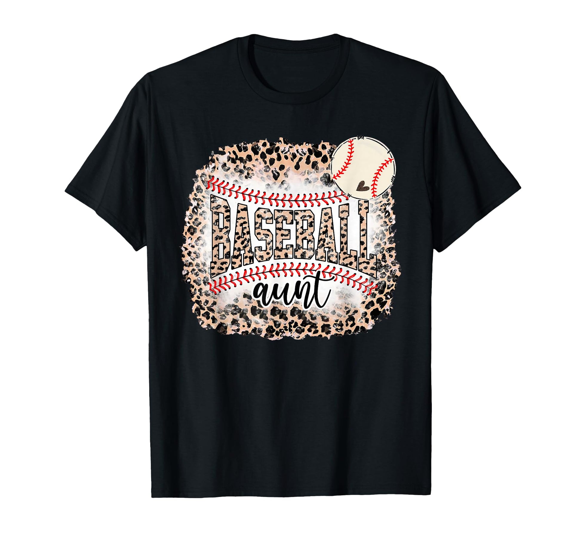 Baseball Aunt Leopard Softball T-Shirt - Aesthetic Graphic for Adults - T-Shirt, Sweatshirt, Hoodie