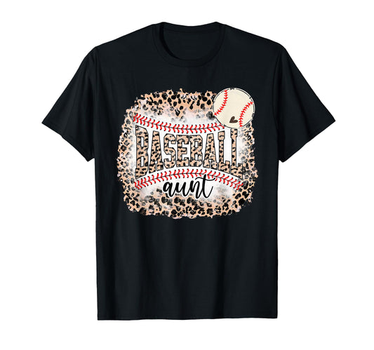 Baseball Aunt Leopard Softball T-Shirt - Aesthetic Graphic for Adults - T-Shirt, Sweatshirt, Hoodie