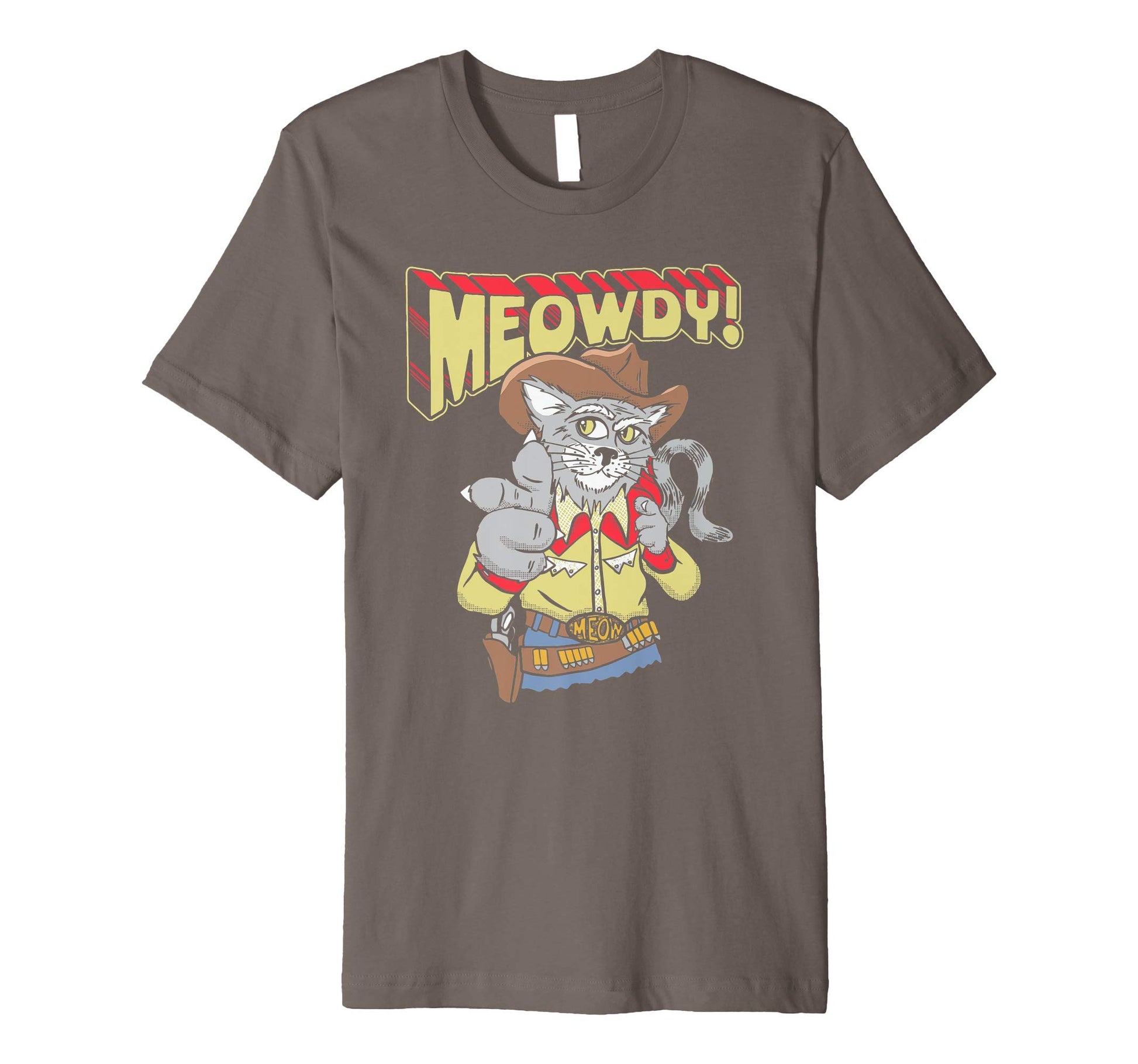 Meowy Partner Funny Cowboy Cat T-Shirt - Casual Everyday Wear Men Women - T-Shirt, Sweatshirt, Hoodie