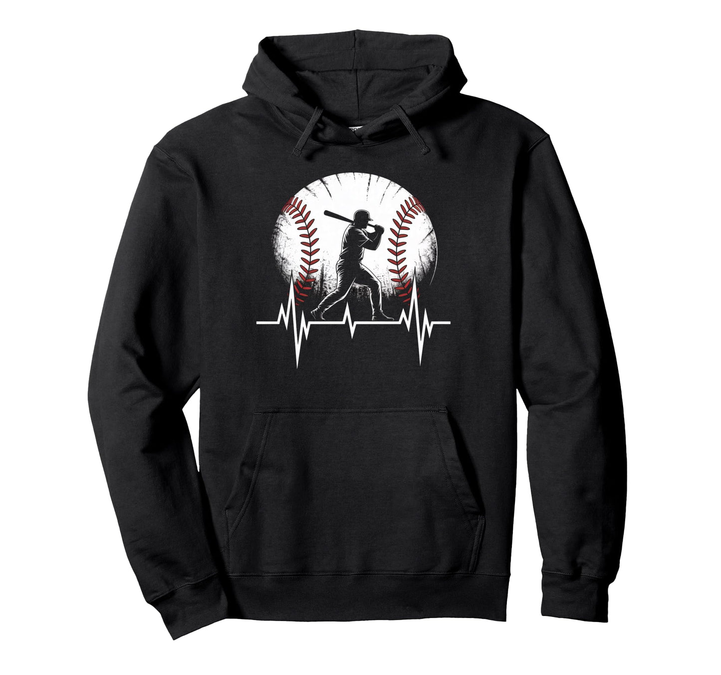 Baseball Heartbeat Batter Silhouette Hoodie - Fun Novelty Design Men Women - T-Shirt, Sweatshirt, Hoodie