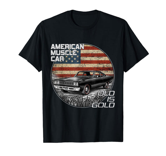 1968 68 Hemi Silhouette American Flag T-Shirt - Unique Graphic Unisex - T-Shirt, Sweatshirt, Hoodie