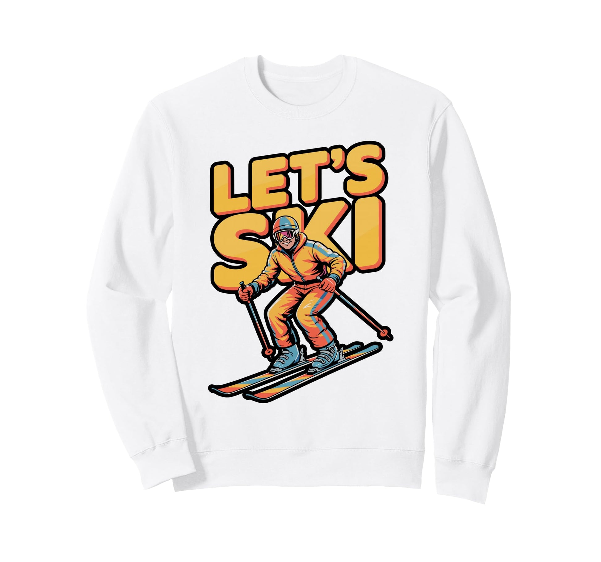 Lets Ski Gradient Mountain Skier Sweatshirt - Unique Graphic Unisex - T-Shirt, Sweatshirt, Hoodie
