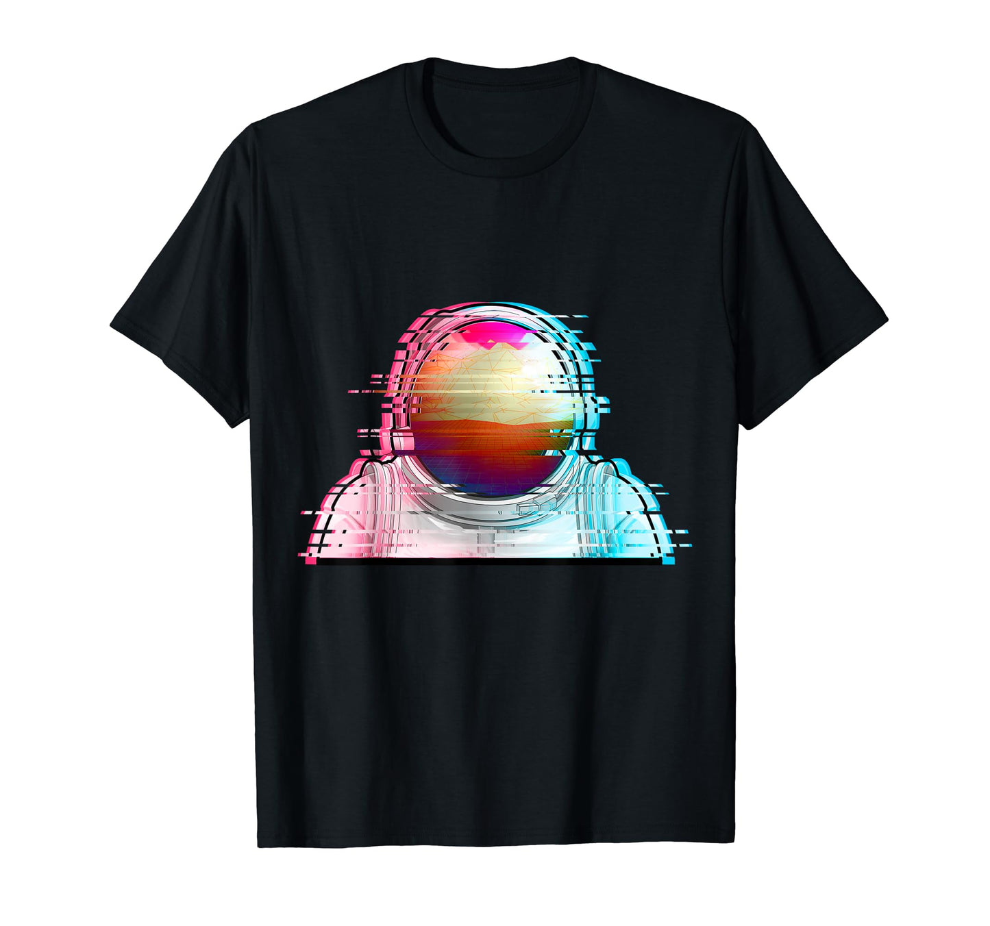 Astronaut Suit Helmet Glitch Art 80S T-Shirt - Trendy Graphic Men Women - T-Shirt, Sweatshirt, Hoodie