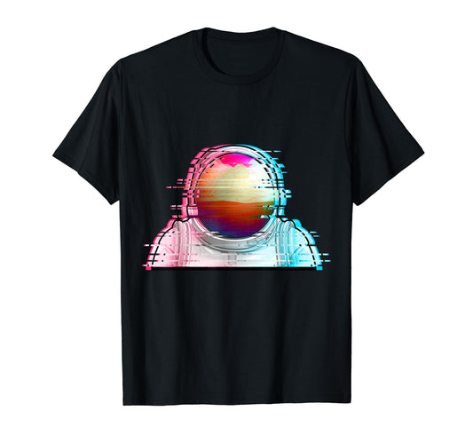 Astronaut Suit Helmet Glitch Art 80S T-Shirt - Trendy Graphic Men Women - T-Shirt, Sweatshirt, Hoodie