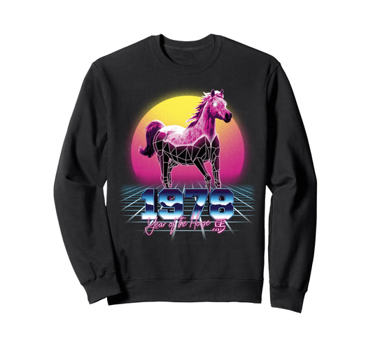 1978 Year Horse 80S Chinese Zodiac Sweatshirt - Unique Graphic Men Women - T-Shirt, Sweatshirt, Hoodie