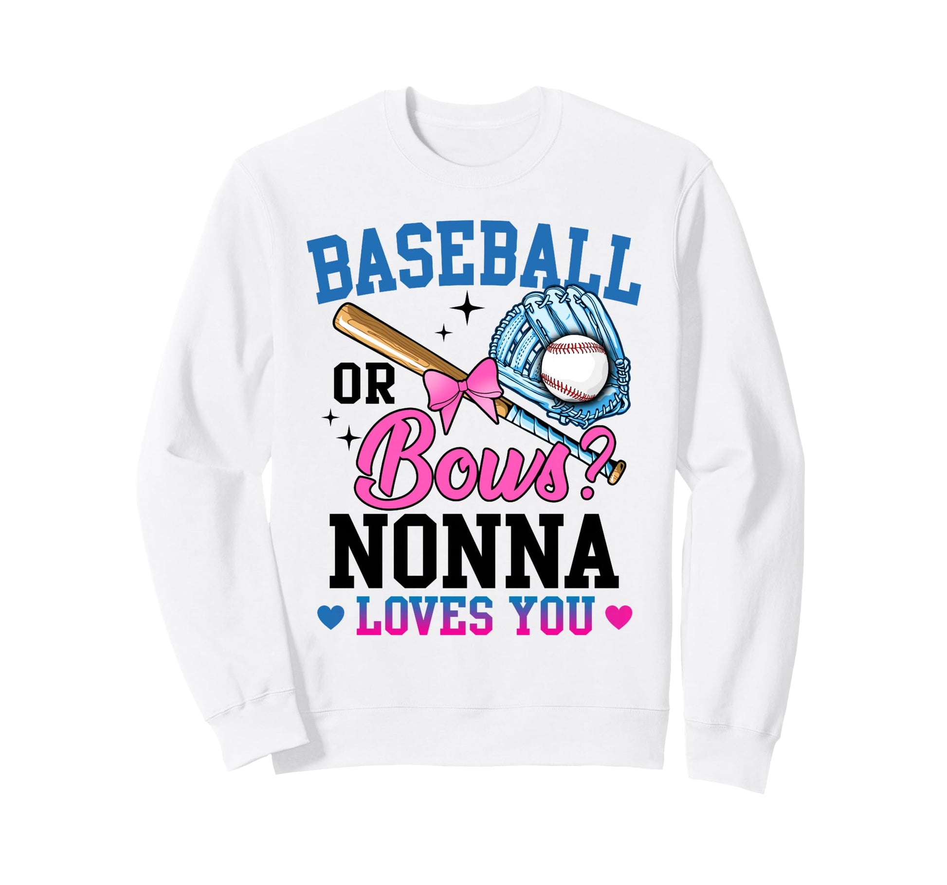 Gender Reveal Baseball Or Bows Sweatshirt - Minimalist Print for Adults - T-Shirt, Sweatshirt, Hoodie