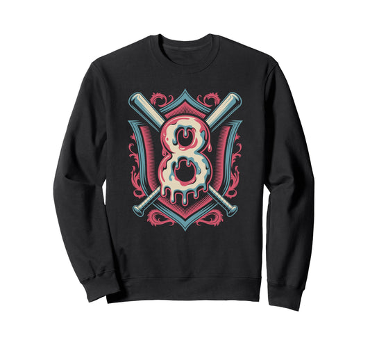 Baseball Fan Turns Eight Birthday Sweatshirt - Streetwear Style Unisex - T-Shirt, Sweatshirt, Hoodie