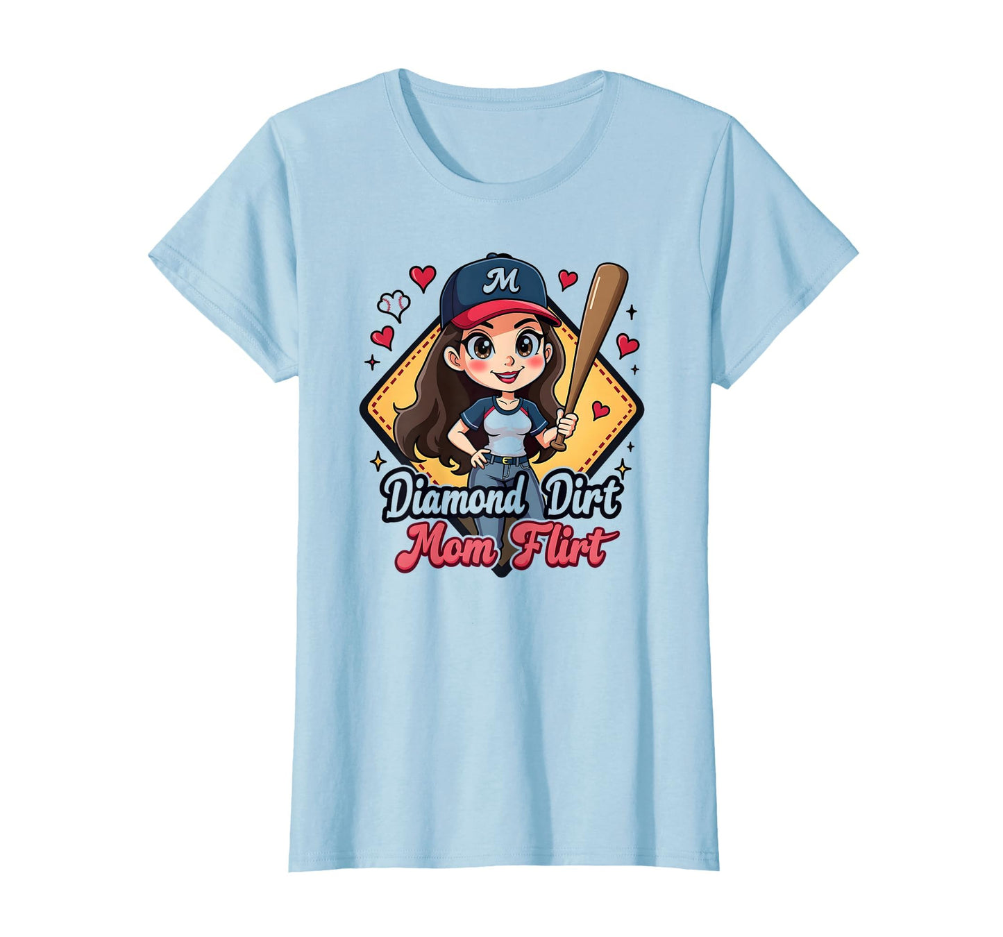 Diamond Dirt Mom Flirt Baseball T-Shirt - Minimalist Print Unisex - T-Shirt, Sweatshirt, Hoodie