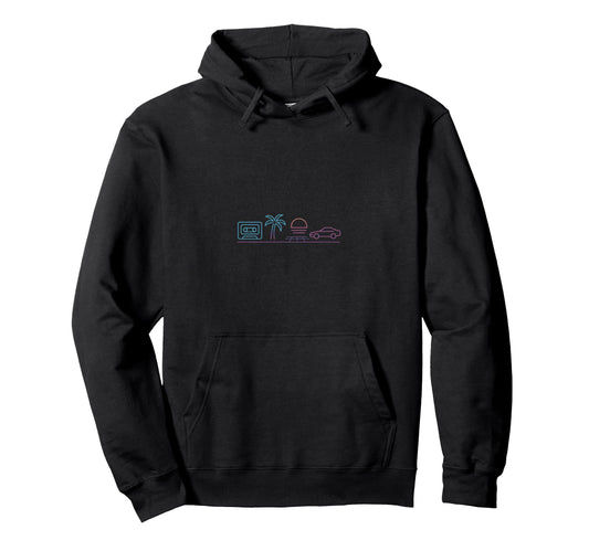 80S Synthwave Hoodie - Casual Everyday Wear Men Women - T-Shirt, Sweatshirt, Hoodie