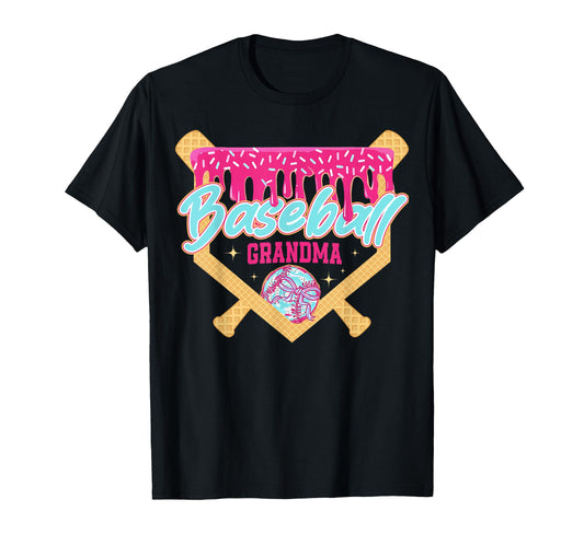 Baseball Grandma Drip Ice Cream T-Shirt - Unique Graphic Men Women - T-Shirt, Sweatshirt, Hoodie