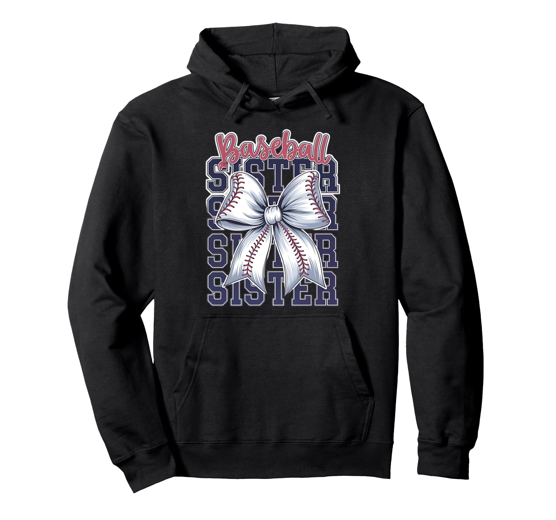 Baseball Sister Coquette Bow Hoodie - Aesthetic Graphic Men Women - T-Shirt, Sweatshirt, Hoodie