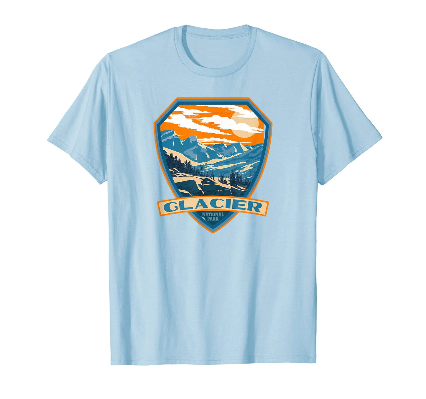Glacier National Park Wpa Badge T-Shirt - Aesthetic Graphic for Adults - T-Shirt, Sweatshirt, Hoodie
