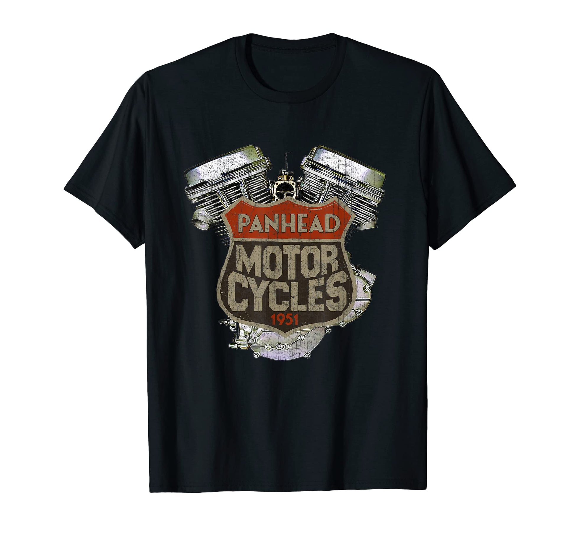 1951 Panhead Motorcycle Distressed T-Shirt - Trendy Graphic Men Women - T-Shirt, Sweatshirt, Hoodie