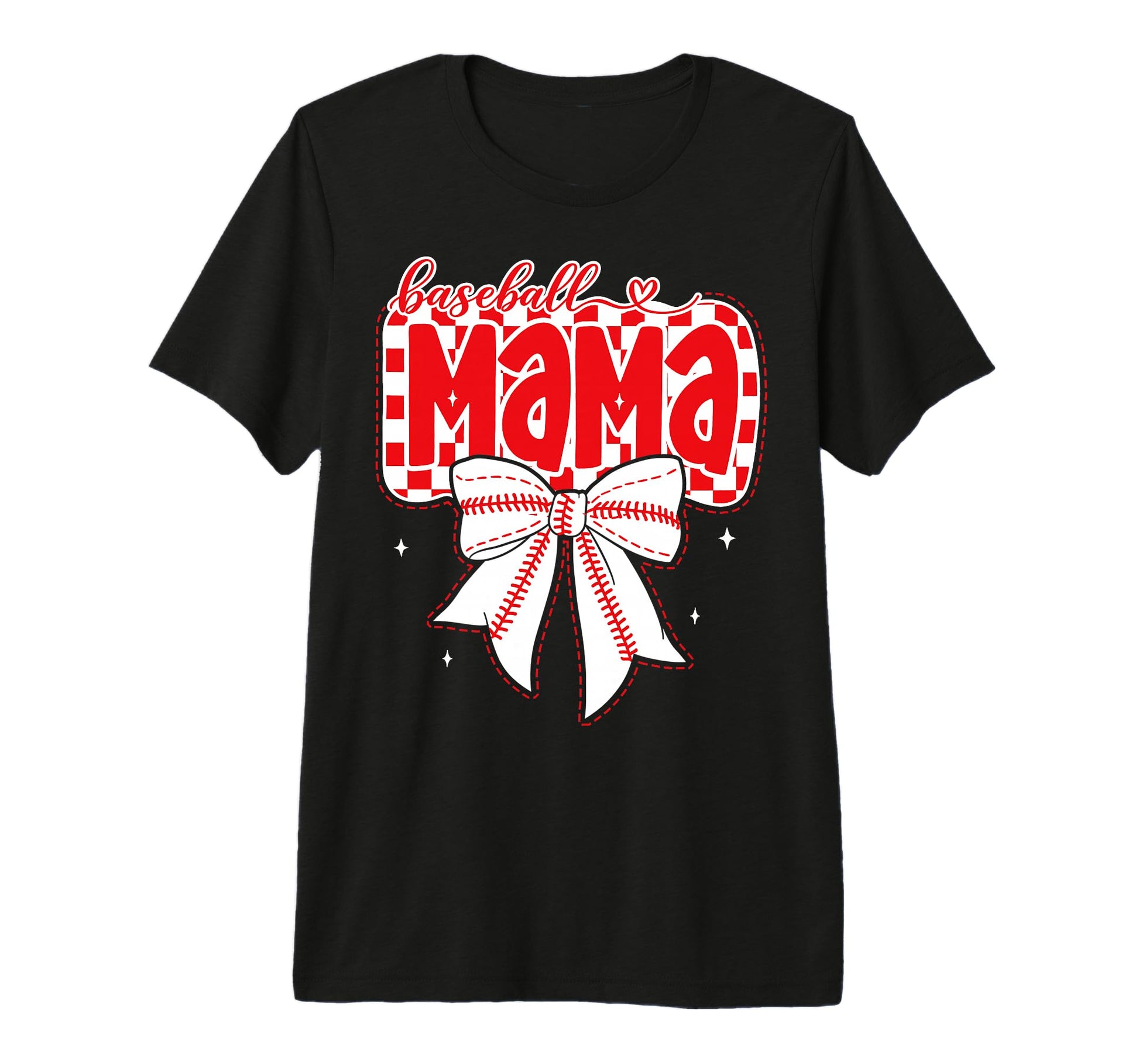 Baseball Mama Coquette Bow Checker T-Shirt - Streetwear Style Unisex - T-Shirt, Sweatshirt, Hoodie