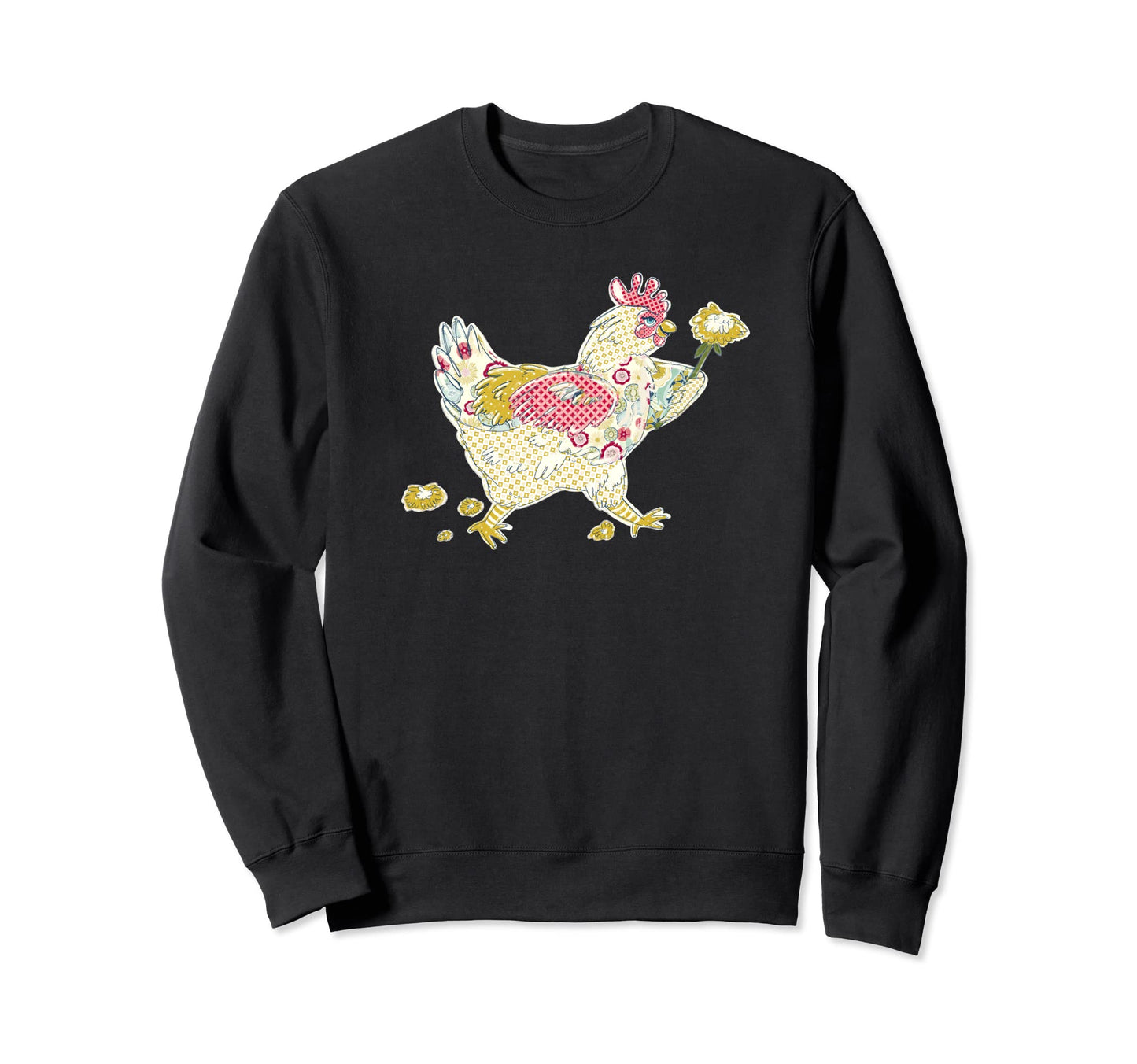 Floral Patchwork Pattern Chicken Quilter Sweatshirt - Graphic Print Unisex - T-Shirt, Sweatshirt, Hoodie