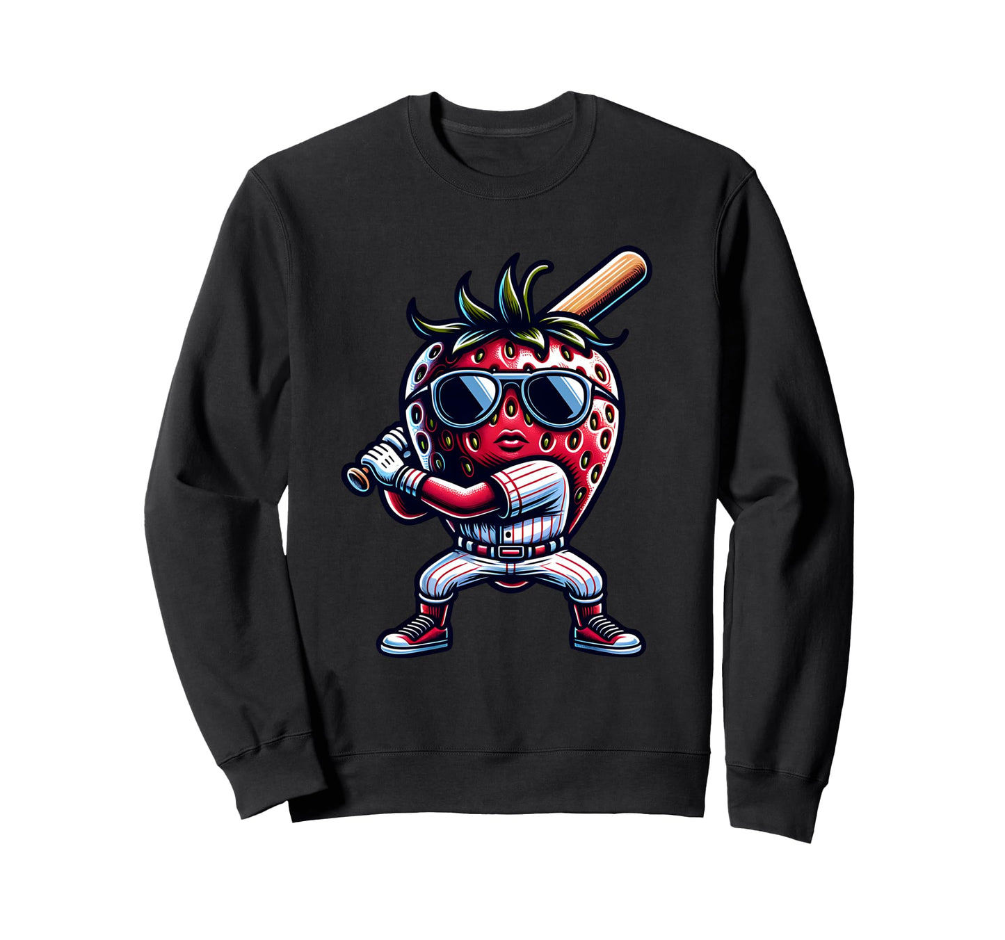 Baseball Strawberry Vibes Field Fun Sweatshirt - Graphic Print for Adults - T-Shirt, Sweatshirt, Hoodie
