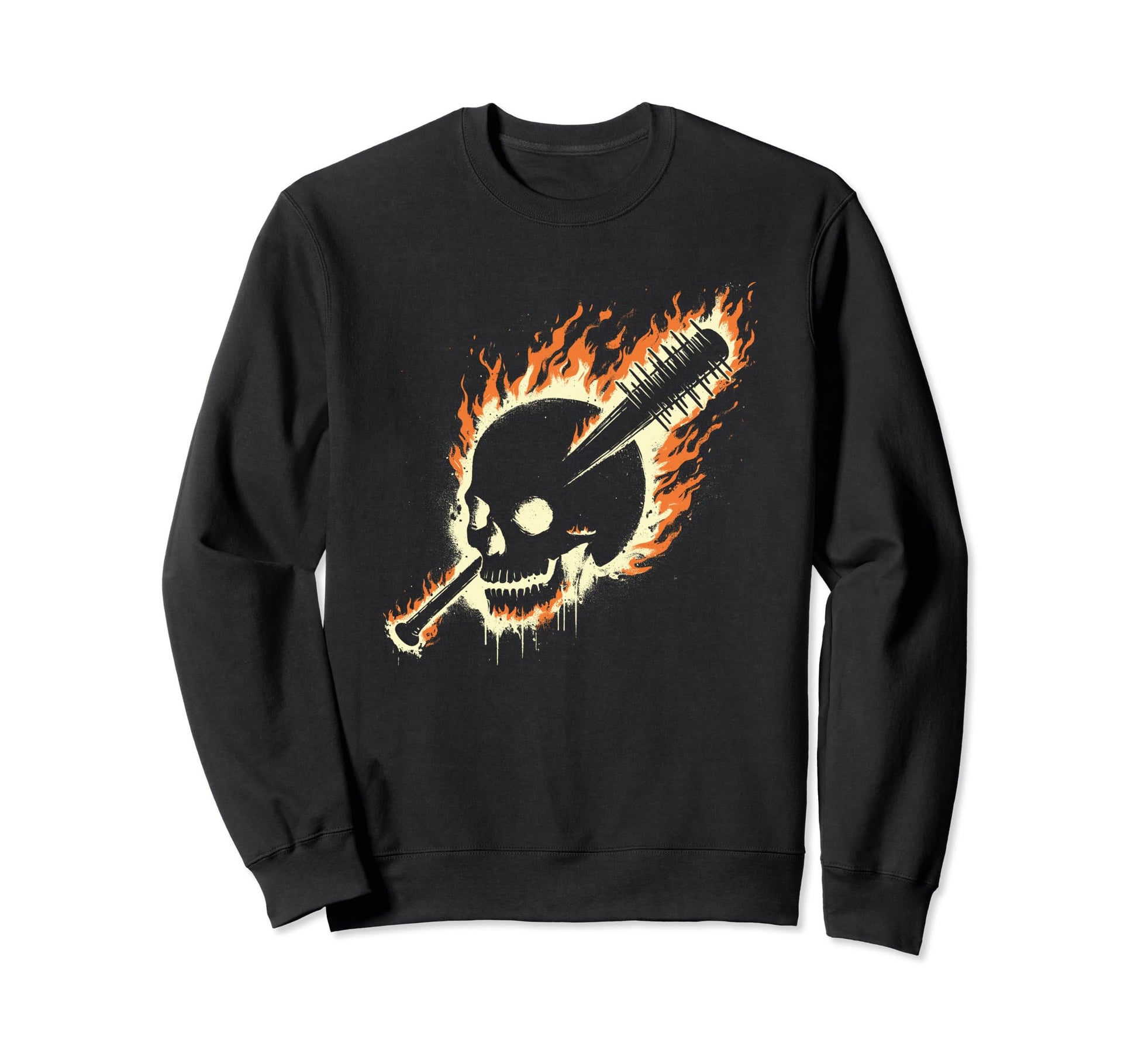 Skull Burning Creepy Baseball Bat Sweatshirt - Aesthetic Graphic Men Women - T-Shirt, Sweatshirt, Hoodie