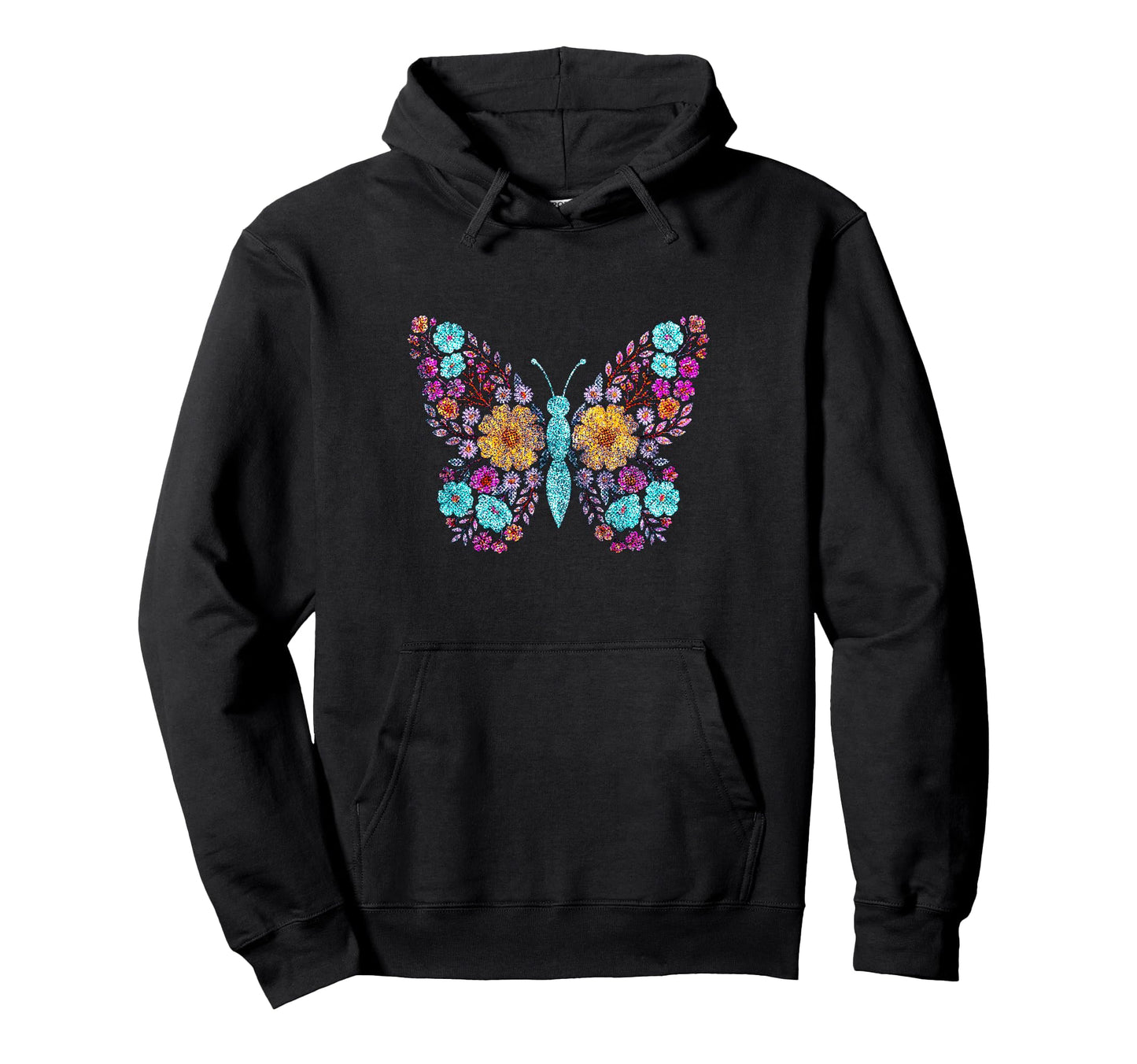 Floral Butterfly Flowers Botany Nature Hoodie - Custom Art Print Unisex - T-Shirt, Sweatshirt, Hoodie