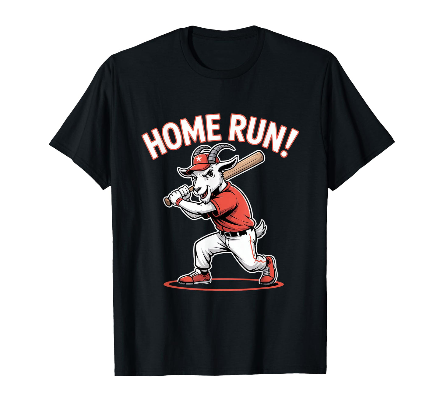 Home Run Baseball Goat Batter Funny Team T-Shirt - Novelty Apparel Unisex - T-Shirt, Sweatshirt, Hoodie
