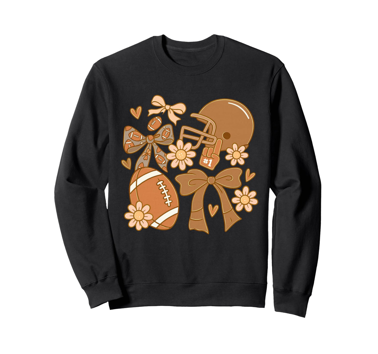 Football Floral Helmet Bow Fans Sweatshirt - Novelty Apparel Unisex - T-Shirt, Sweatshirt, Hoodie