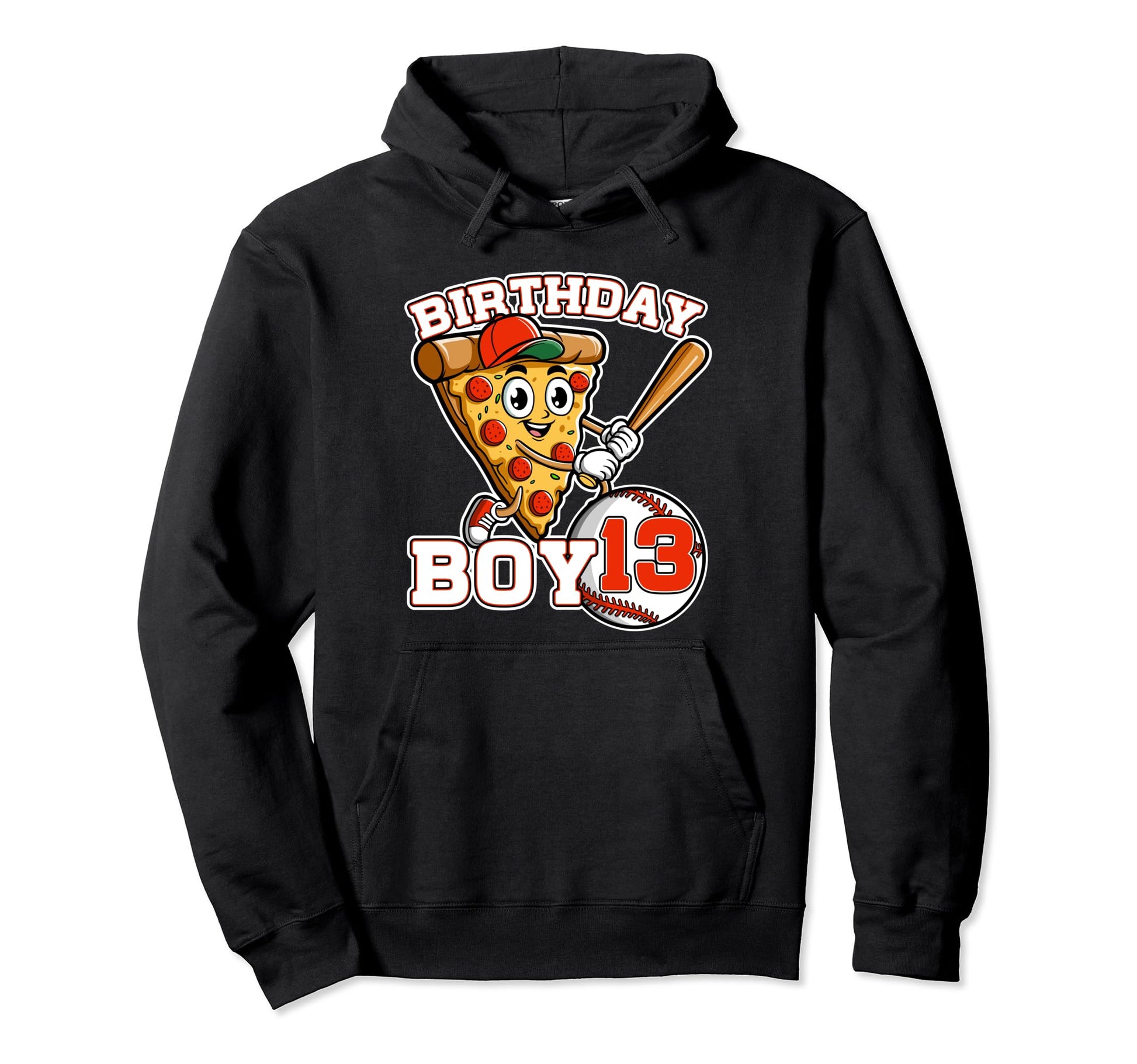 Baseball Softball Pizza 13Th Birthday Hoodie - Streetwear Style for Adults - T-Shirt, Sweatshirt, Hoodie