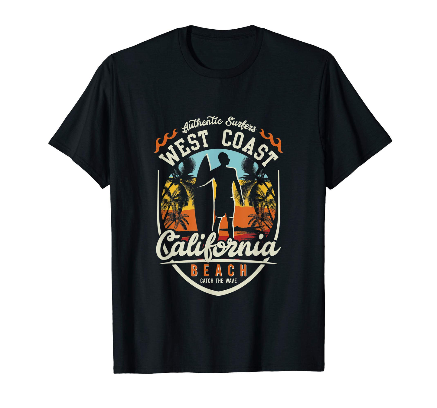West Coast California Beach Surfer Surf T-Shirt - Custom Art Print Unisex - T-Shirt, Sweatshirt, Hoodie