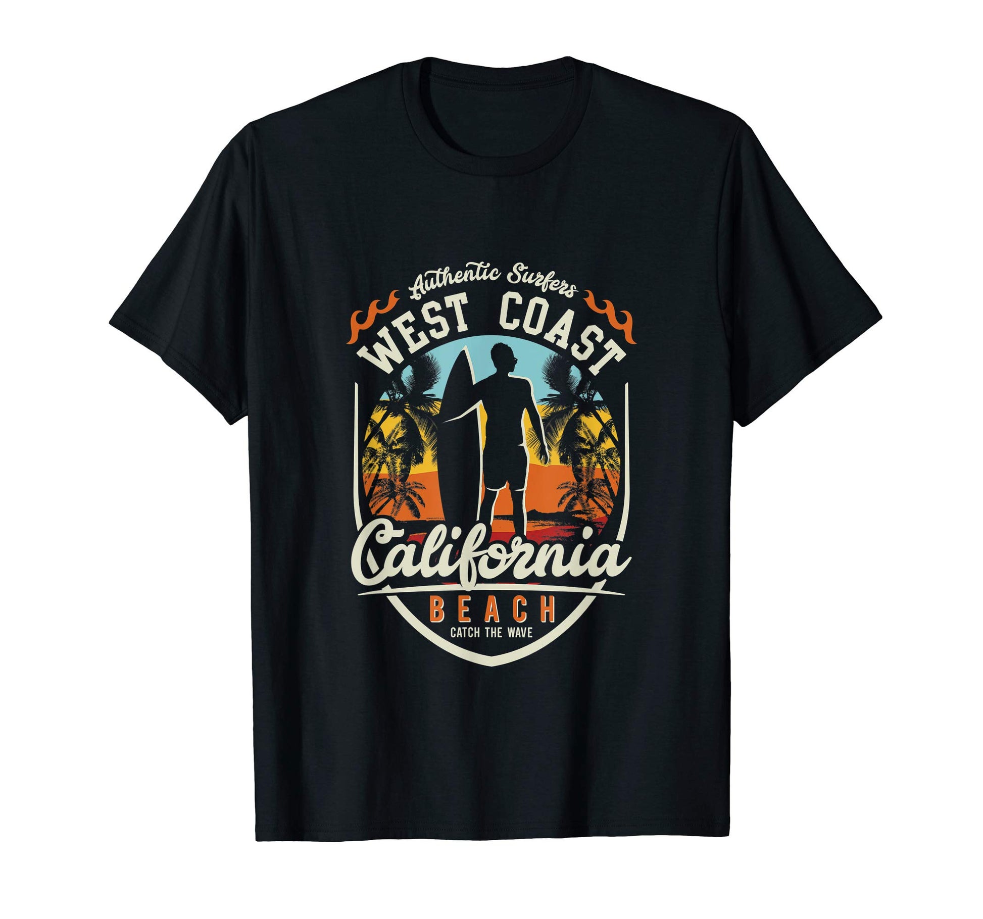 West Coast California Beach Surfer Surf T-Shirt - Custom Art Print Unisex - T-Shirt, Sweatshirt, Hoodie