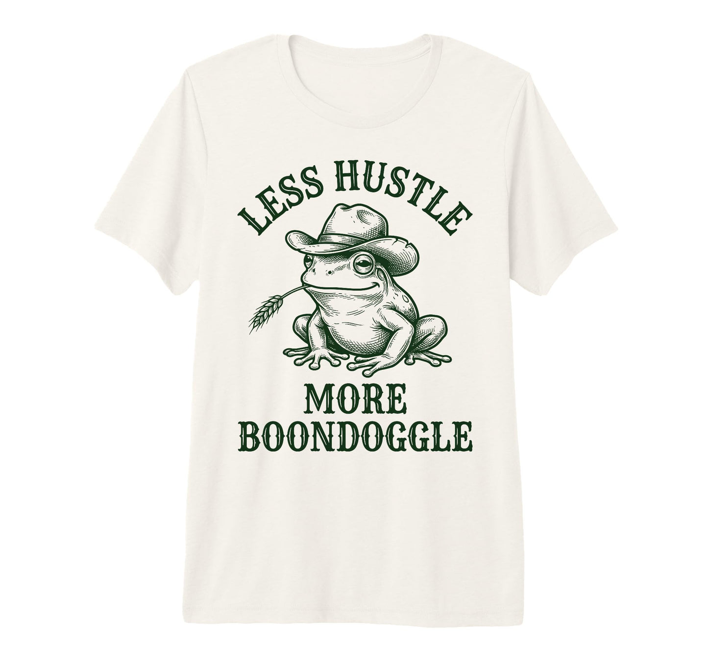 Less Hustle More Boondoggle Cowboy Frog T-Shirt - Minimalist Print Unisex - T-Shirt, Sweatshirt, Hoodie