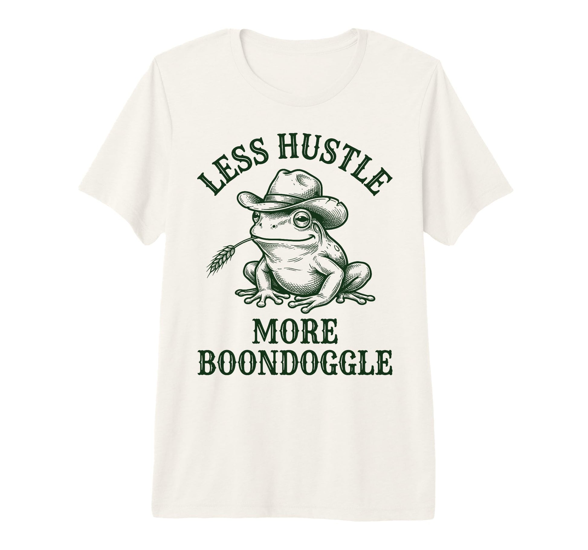 Less Hustle More Boondoggle Cowboy Frog T-Shirt - Minimalist Print Unisex - T-Shirt, Sweatshirt, Hoodie