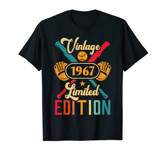 Baseball 55Th Birthday 1967 T-Shirt - Fun Novelty Design for Adults - T-Shirt, Sweatshirt, Hoodie