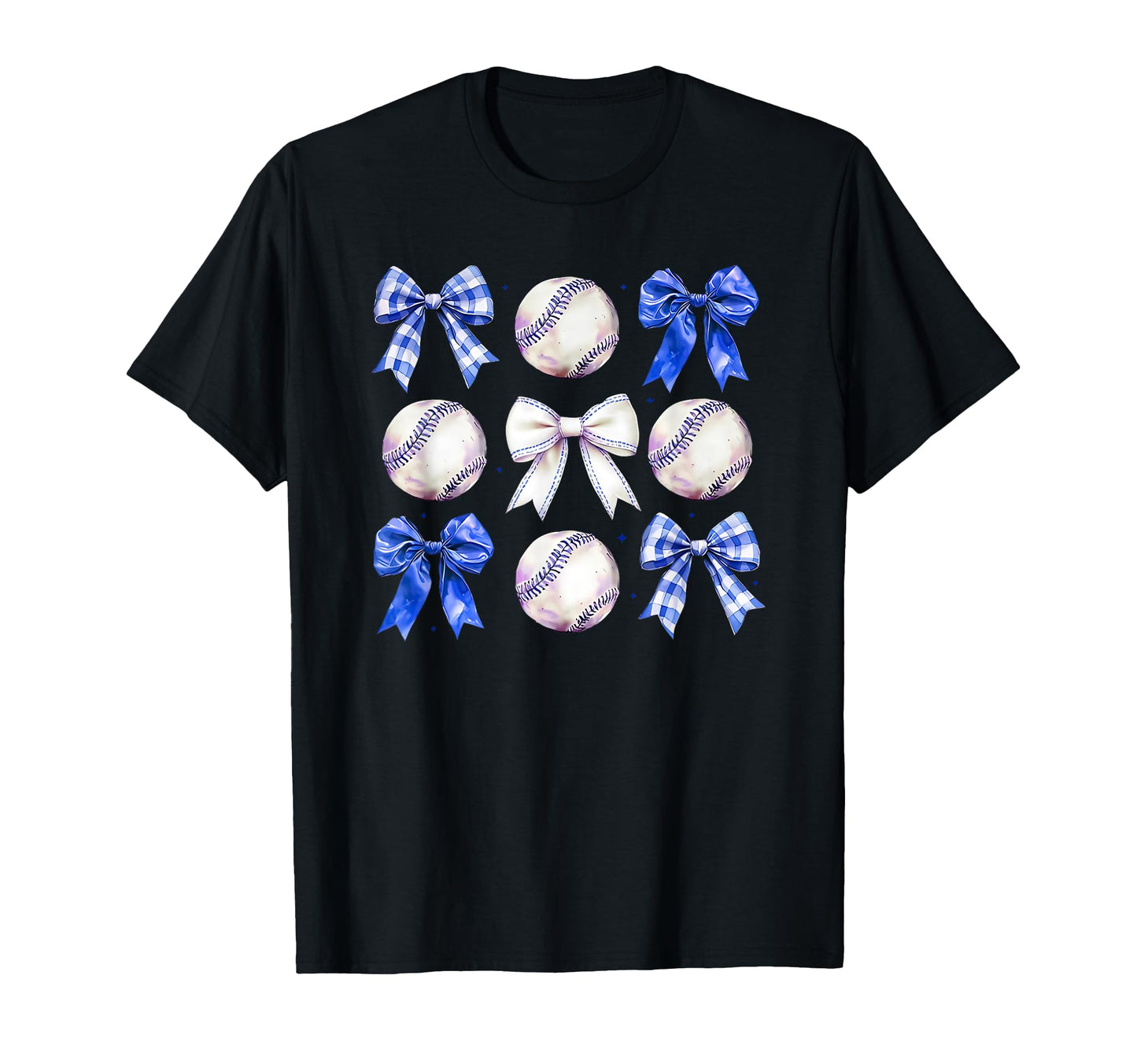 Baseball Bow Coquette Blue T-Shirt - Fun Novelty Design Men Women - T-Shirt, Sweatshirt, Hoodie