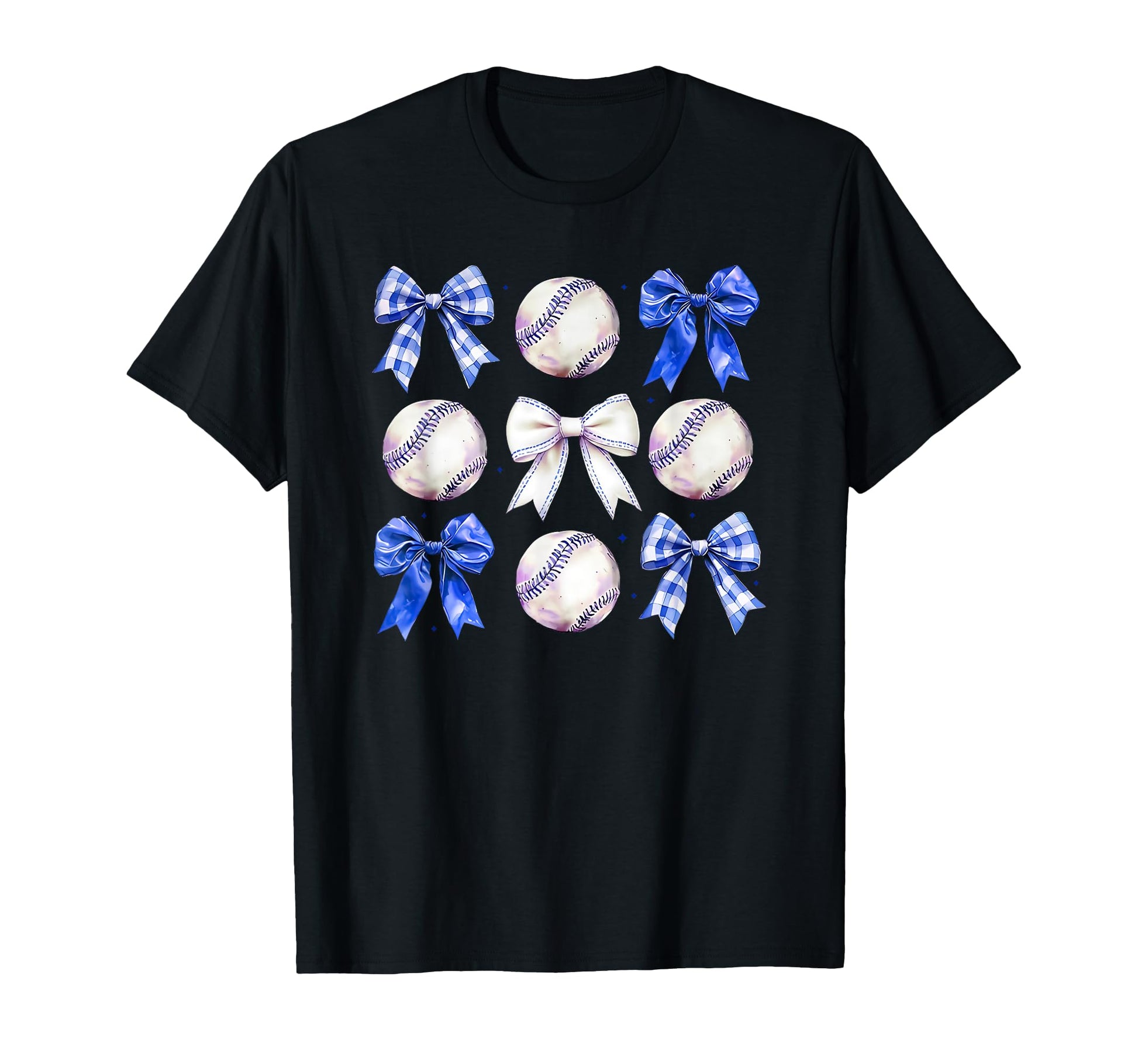 Baseball Bow Coquette Blue T-Shirt - Fun Novelty Design Men Women - T-Shirt, Sweatshirt, Hoodie