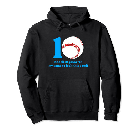 10 Year Old Baseball Player 10Th Birthday Hoodie - Unique Graphic Unisex - T-Shirt, Sweatshirt, Hoodie