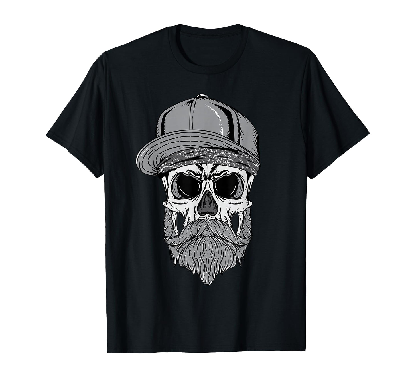 Funny Hipster Skull Beard And T-Shirt - Fun Novelty Design for Adults - T-Shirt, Sweatshirt, Hoodie