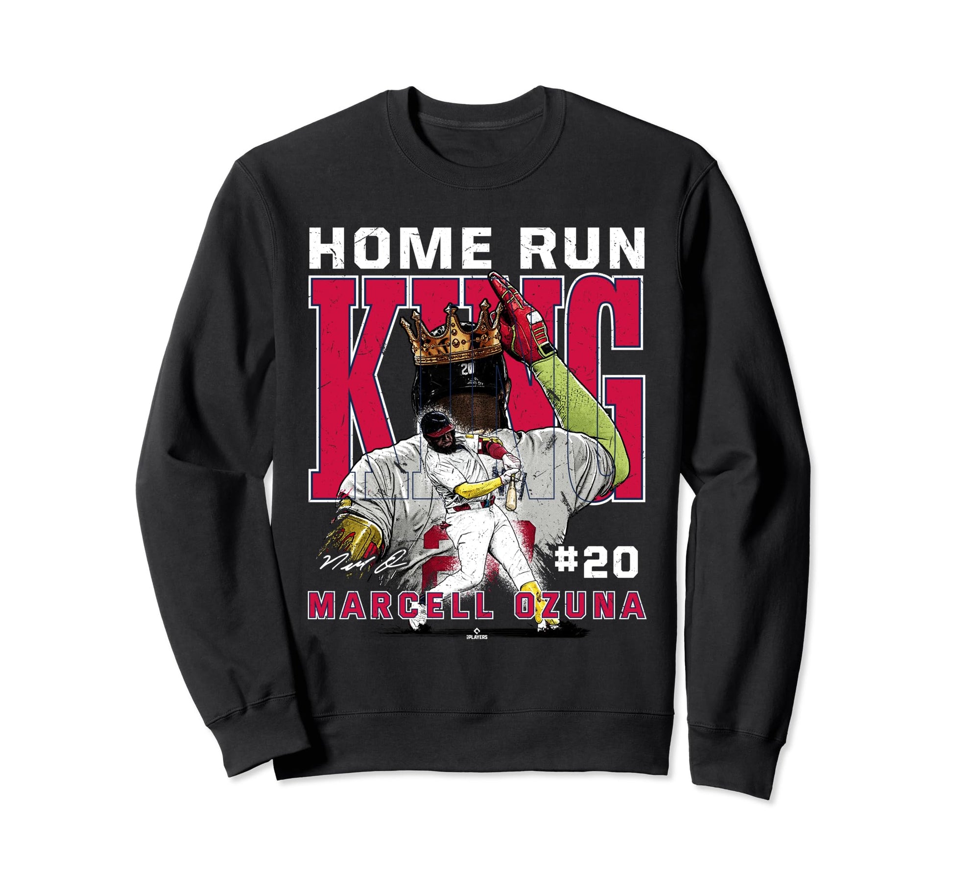 Home Run King Marcell Ozuna Atlanta Sweatshirt - Graphic Print for Adults - T-Shirt, Sweatshirt, Hoodie