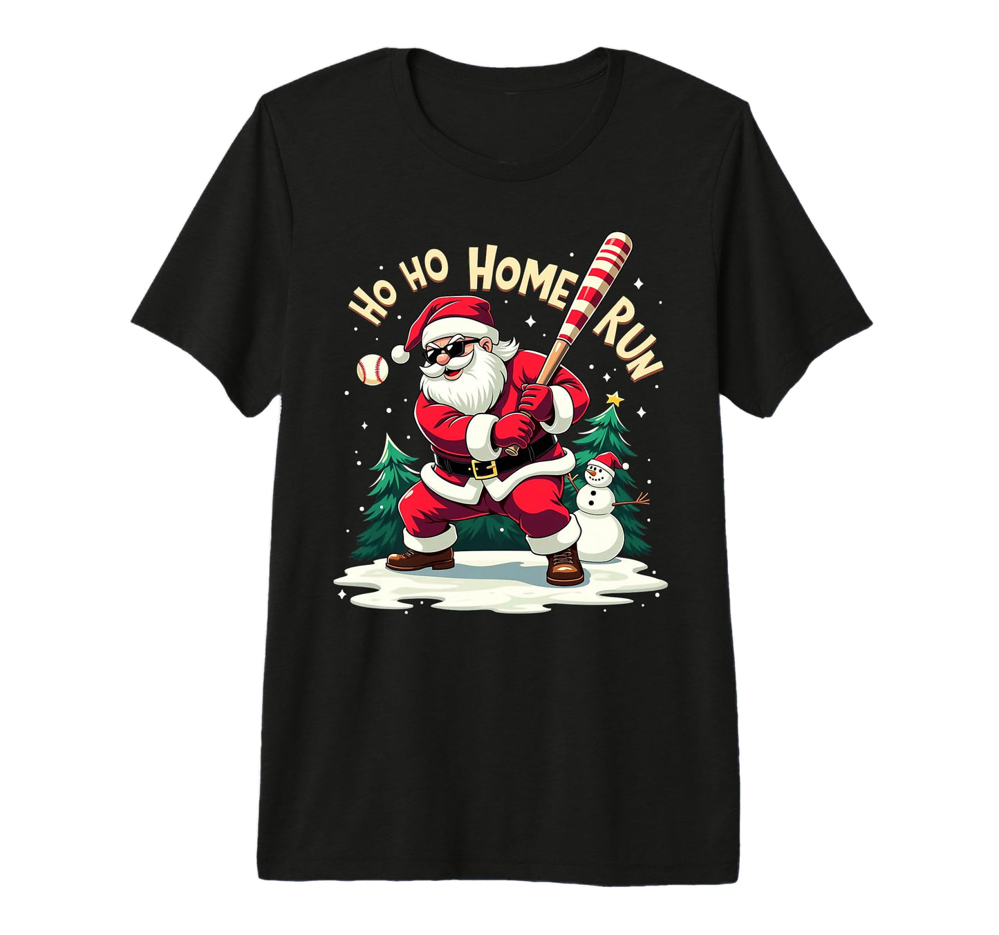 Ho Ho Home Run Santa Baseball Player T-Shirt - Casual Everyday Wear Unisex - T-Shirt, Sweatshirt, Hoodie