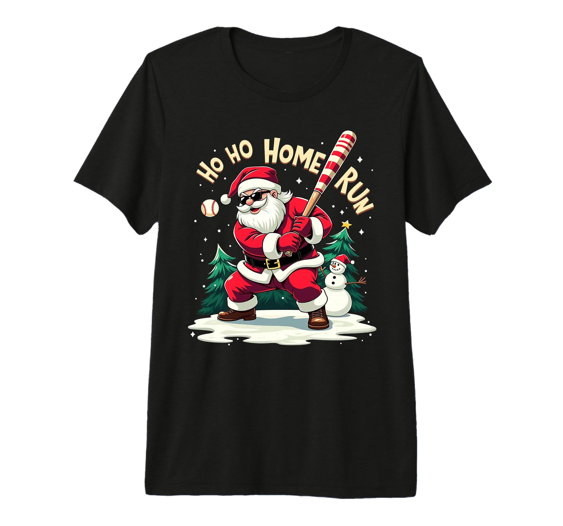 Ho Ho Home Run Santa Baseball Player T-Shirt - Casual Everyday Wear Unisex - T-Shirt, Sweatshirt, Hoodie