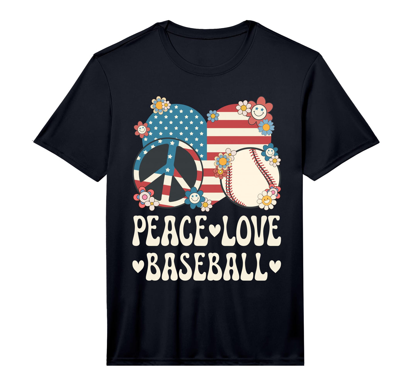 Peace Love Baseball Lover American T-Shirt - Custom Art Print Men Women - T-Shirt, Sweatshirt, Hoodie