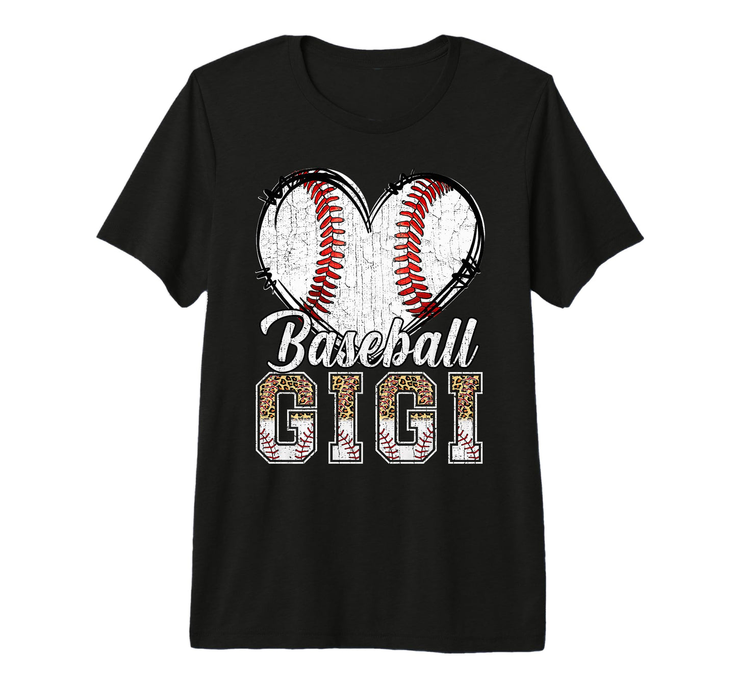 Softball Baseball Gigi Heart Leopard T-Shirt - Aesthetic Graphic Men Women - T-Shirt, Sweatshirt, Hoodie