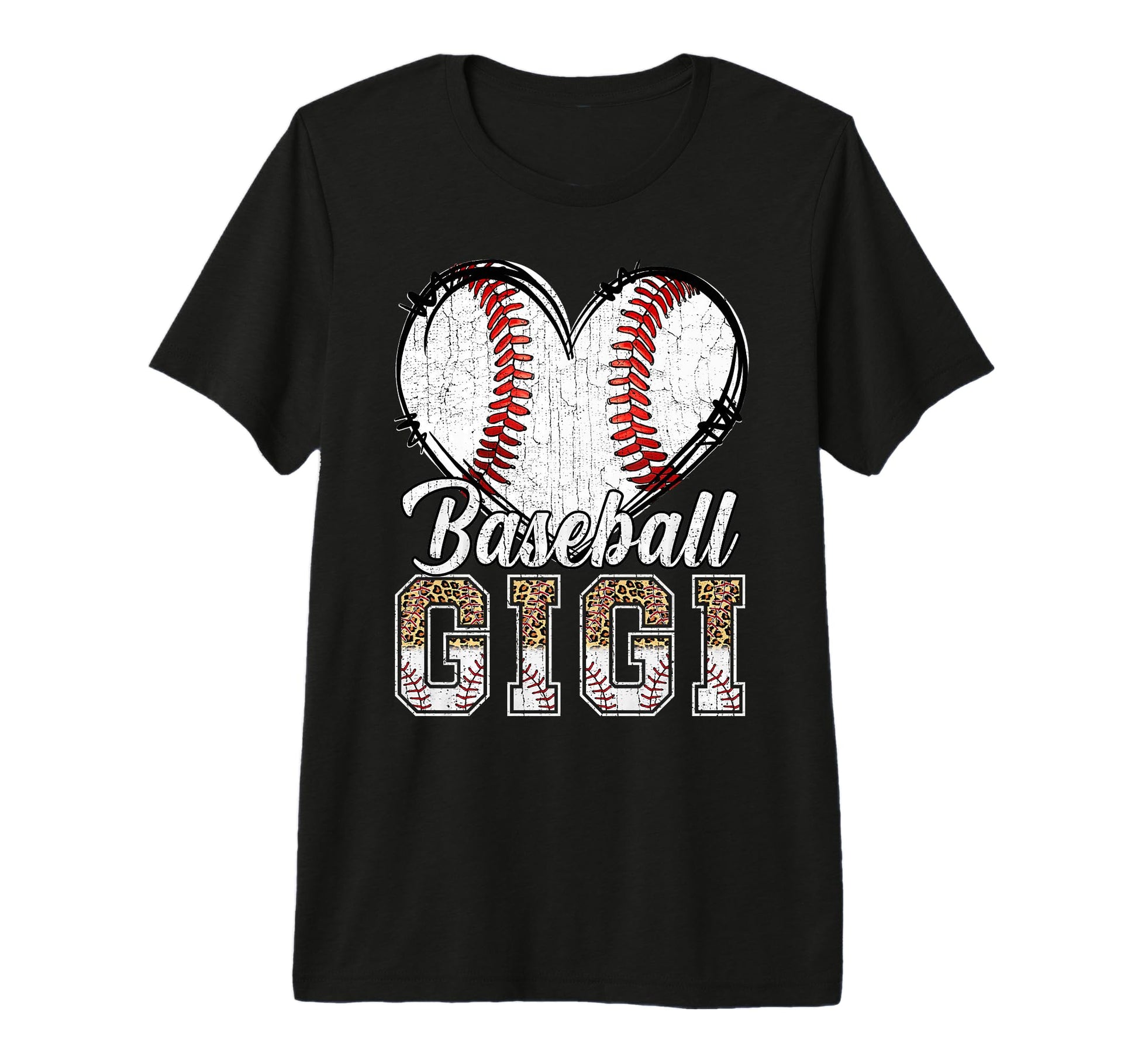 Softball Baseball Gigi Heart Leopard T-Shirt - Aesthetic Graphic Men Women - T-Shirt, Sweatshirt, Hoodie