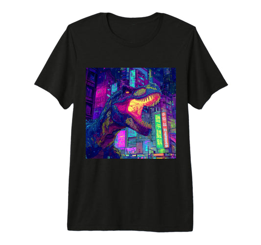 80S Synthwave Tyrannosaurus Rex T-Shirt - Fun Novelty Design Unisex - T-Shirt, Sweatshirt, Hoodie