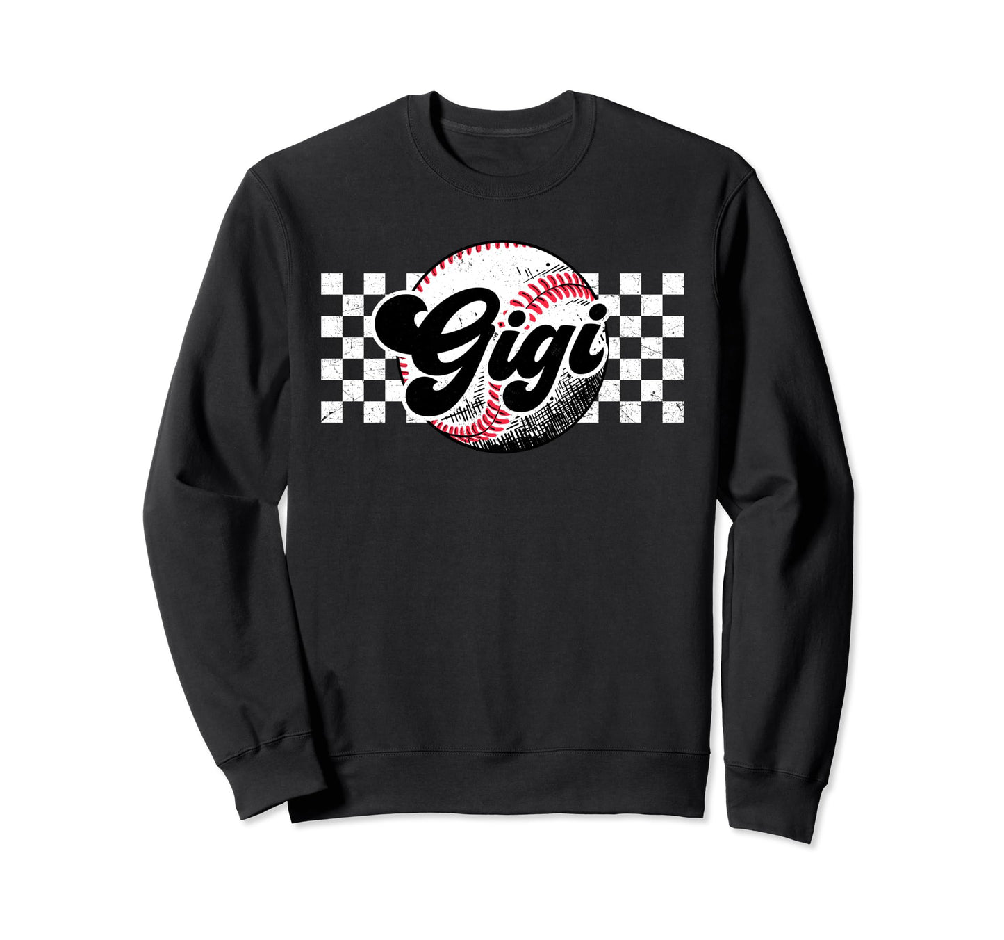 Baseball Gigi T Ball Gigi Checkered Sweatshirt - Unique Graphic Unisex - T-Shirt, Sweatshirt, Hoodie