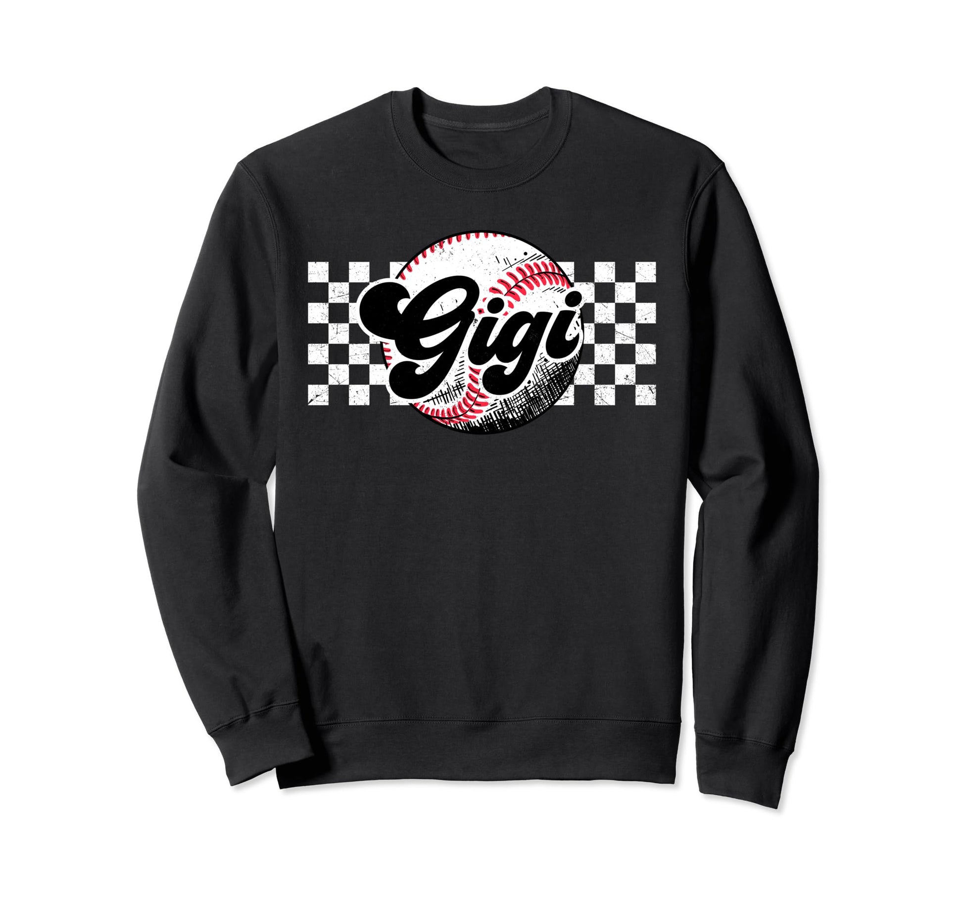 Baseball Gigi T Ball Gigi Checkered Sweatshirt - Unique Graphic Unisex - T-Shirt, Sweatshirt, Hoodie