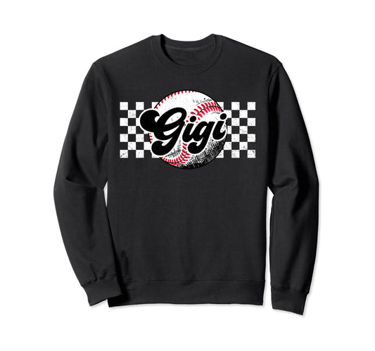 Baseball Gigi T Ball Gigi Checkered Sweatshirt - Unique Graphic Unisex - T-Shirt, Sweatshirt, Hoodie